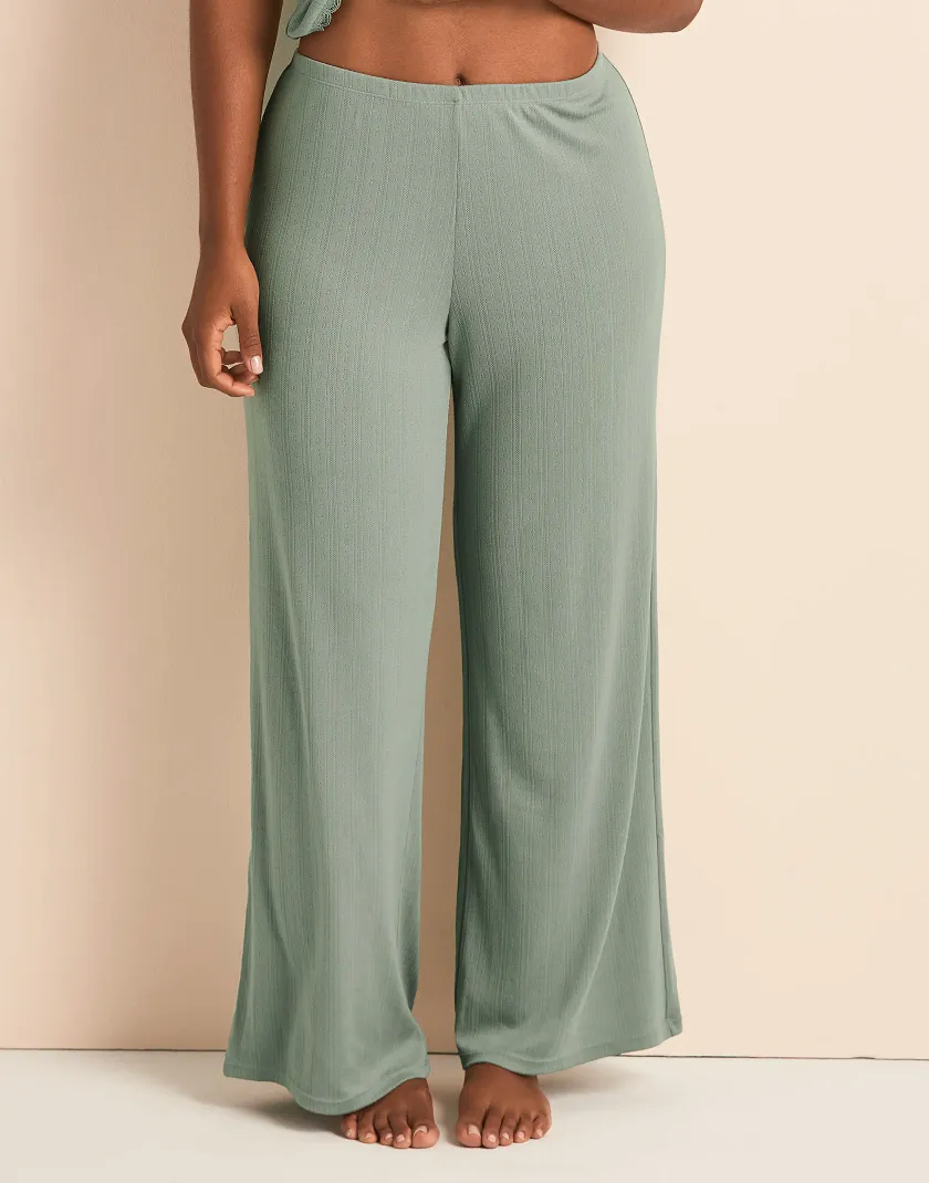 Pointelle Pant Medium Green lounge bundle Model 4