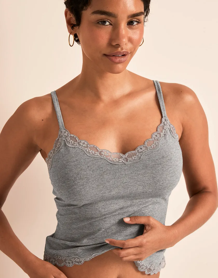 Jersey Cami Gray Unlined lounge bundle Model 3