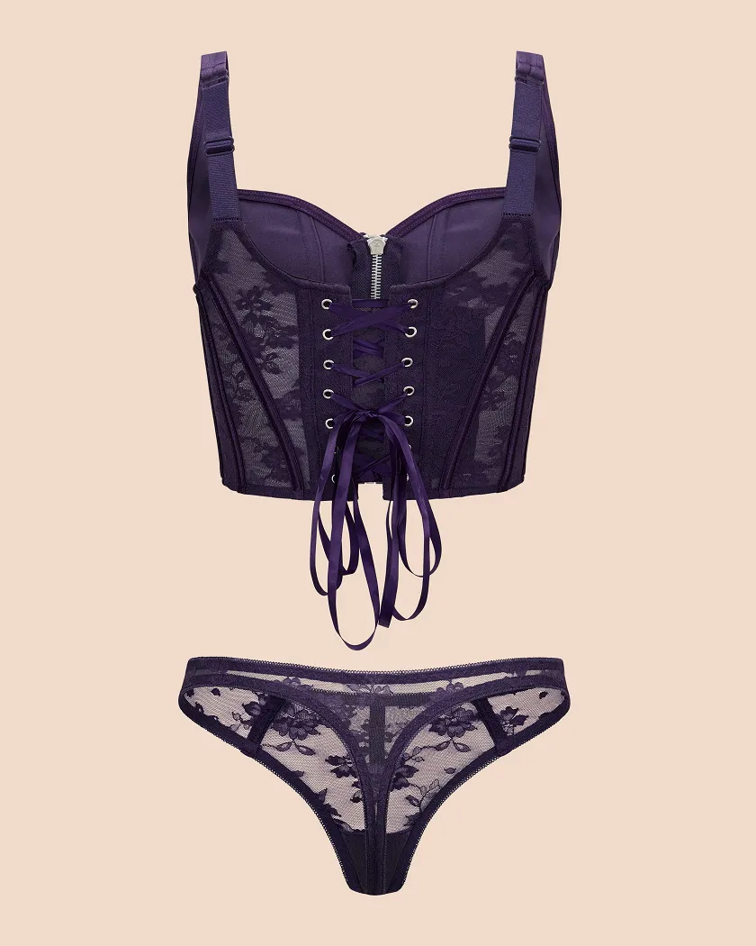 Tabitha Dark Purple Unlined corset bundle Still 2