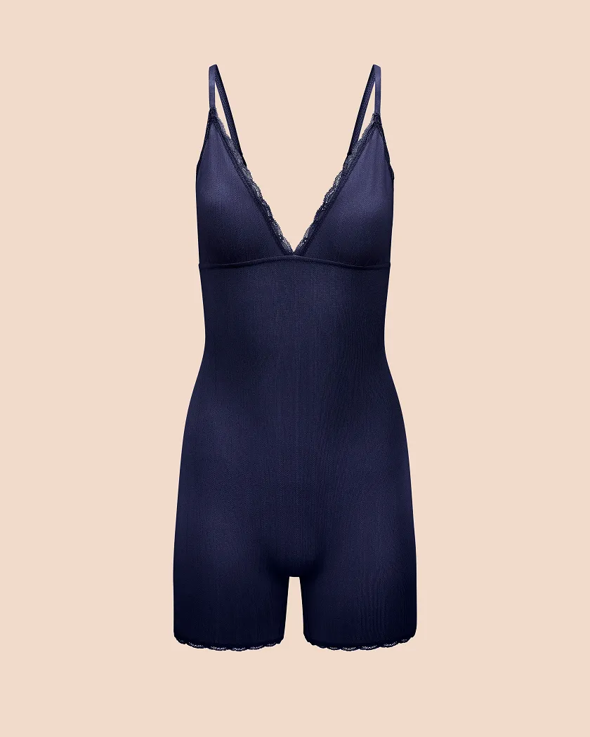 Pointelle Romper Dark Blue lounge bundle Still 2