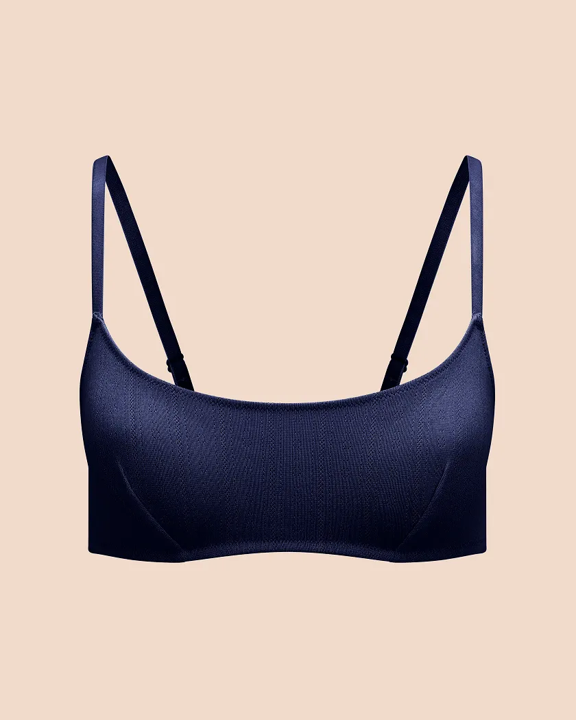 Pointelle Scoop Dark Blue Unlined bra bundle Still 2
