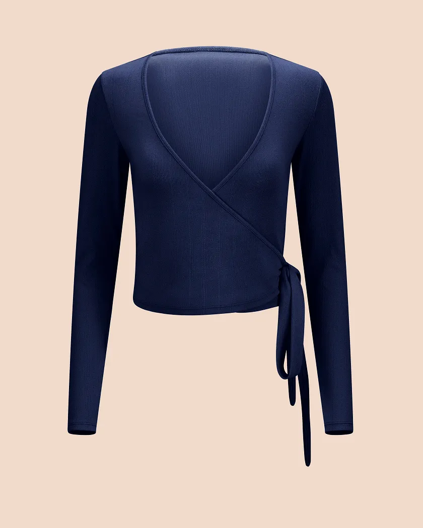 Pointelle Ballet Wrap Dark Blue lounge bundle Still 2