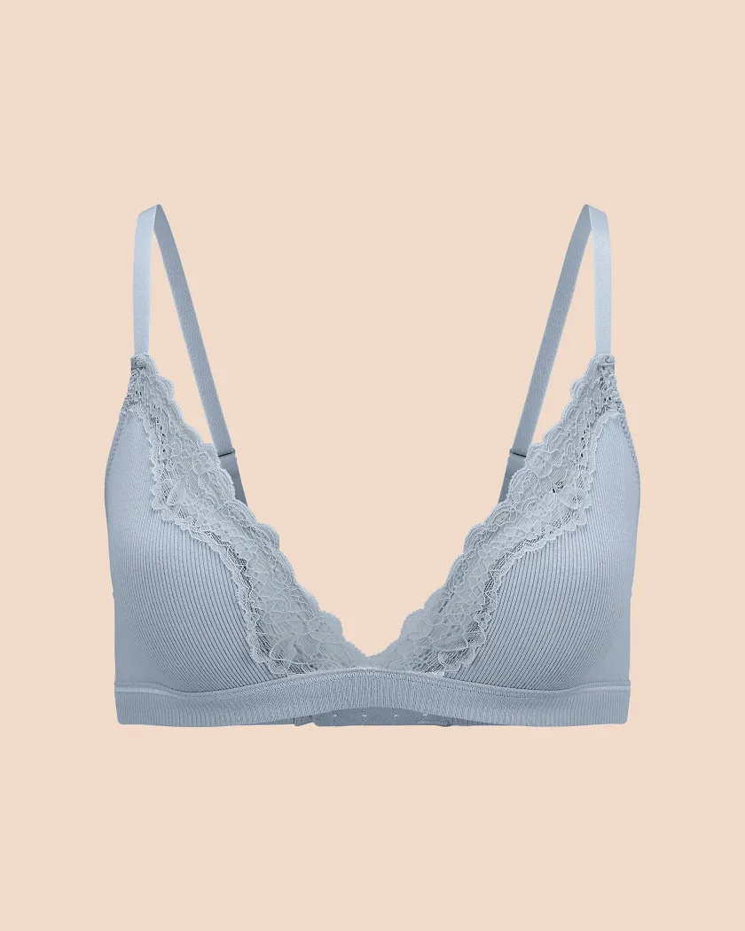 Rib Wireless Triangle Light Blue Unlined Bra, XS-XL | Adore Me