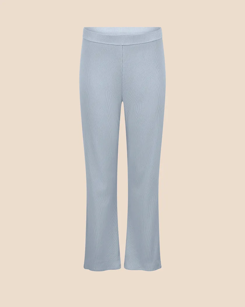 Rib Boyfriend Pant Light Blue lounge bundle Still 2