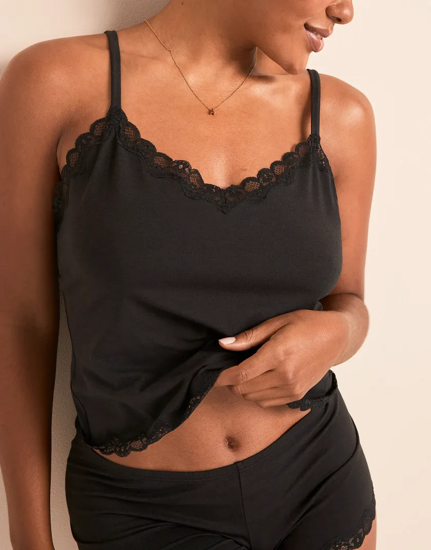 Jersey Cami Black Unlined lounge bundle Model 3
