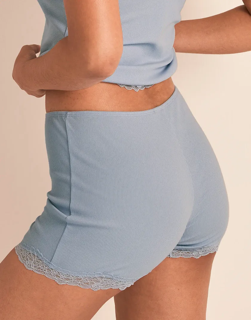 Rib Biker Short Light Blue lounge bundle Model 4