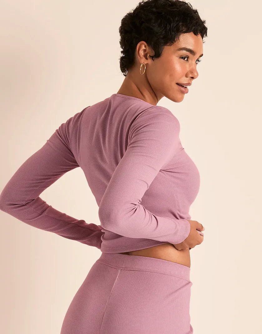 Rib Long Sleeve Medium Purple lounge bundle Model 4