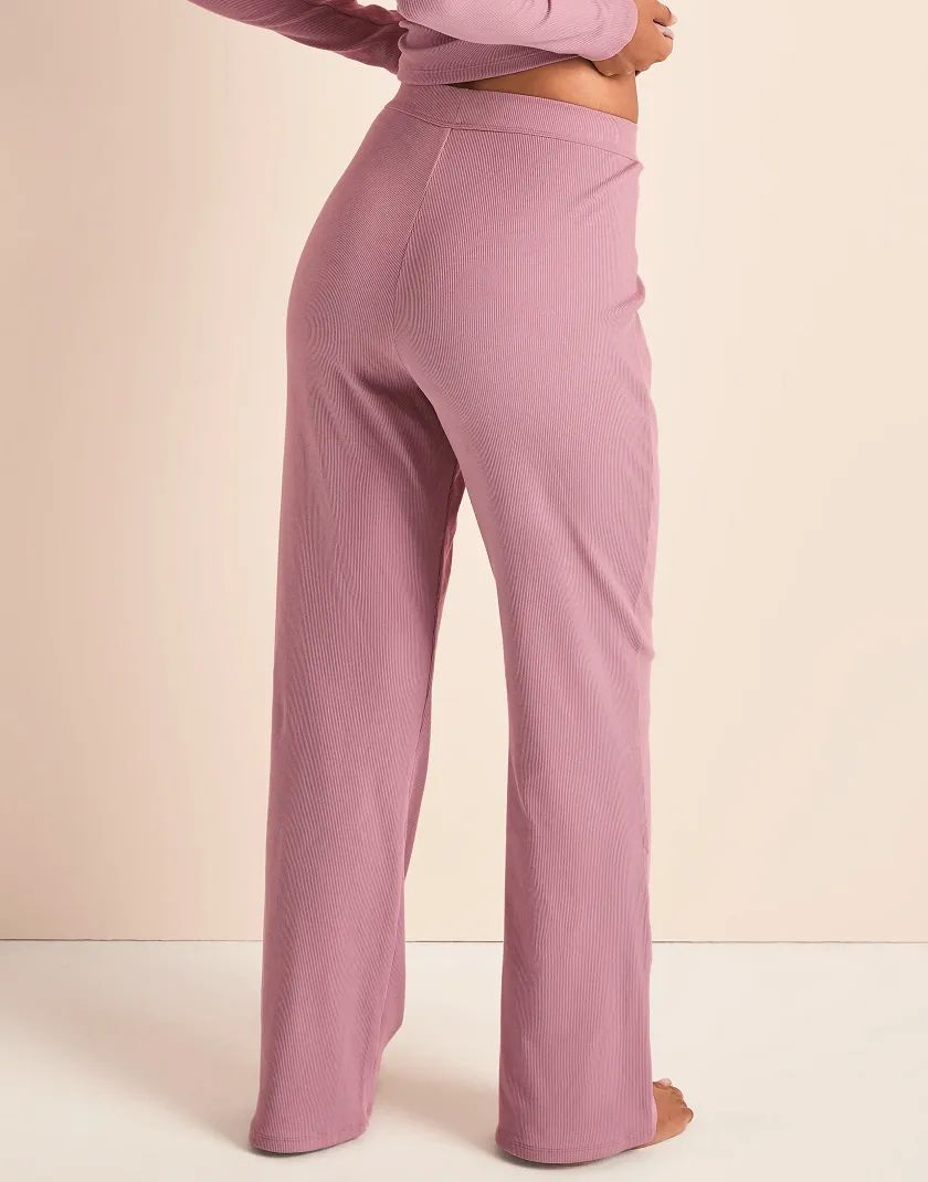 Rib Boyfriend Pant Medium Purple lounge bundle Model 3