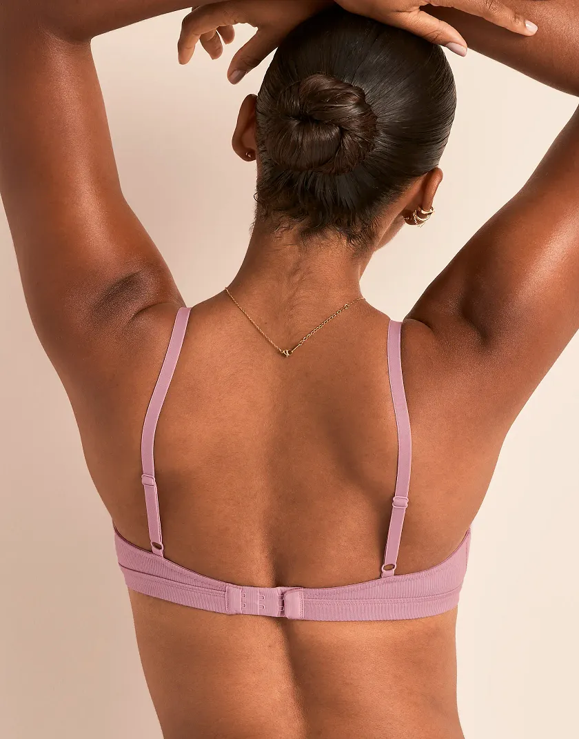 Rib Wireless Triangle Medium Purple Unlined bra bundle Model 4