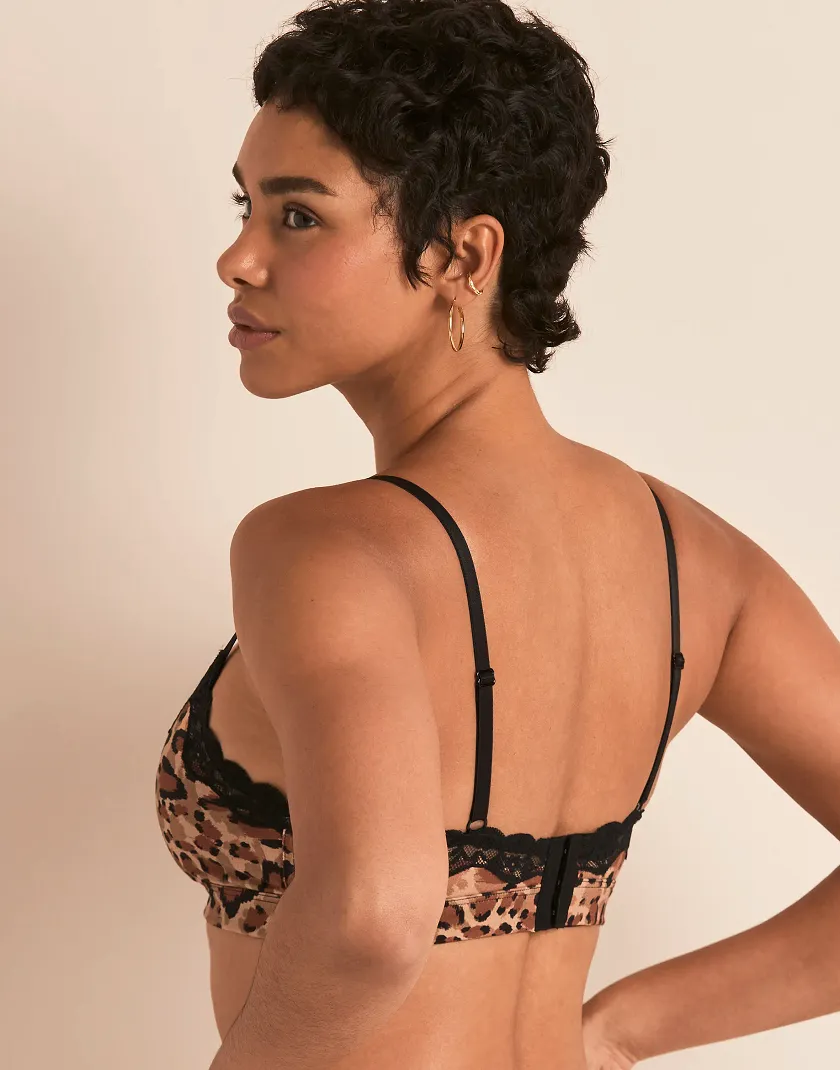 Jersey Triangle Animal Brown Unlined bra bundle Model 4