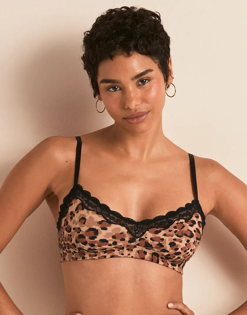Jersey Triangle Animal Brown Unlined bra bundle Model 3