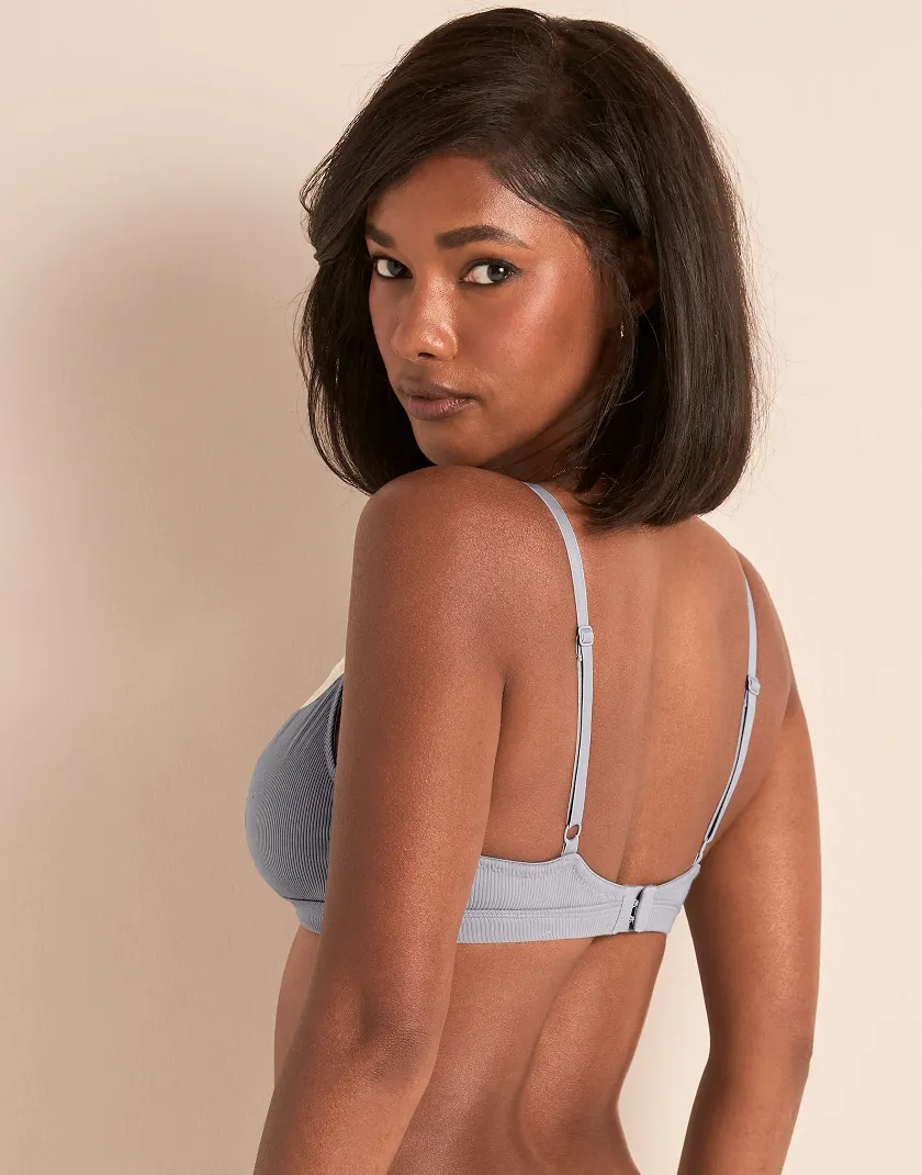 Rib Wireless Triangle Medium Gray Unlined bra bundle Model 4
