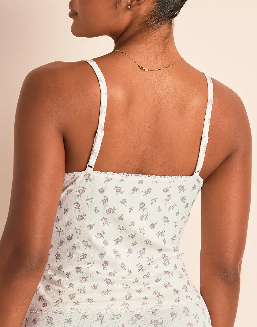 Pointelle Cami Floral Beige lounge bundle Model 4