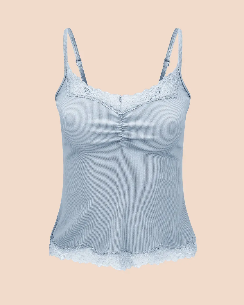 Rib Cami Light Blue lounge bundle Still 2