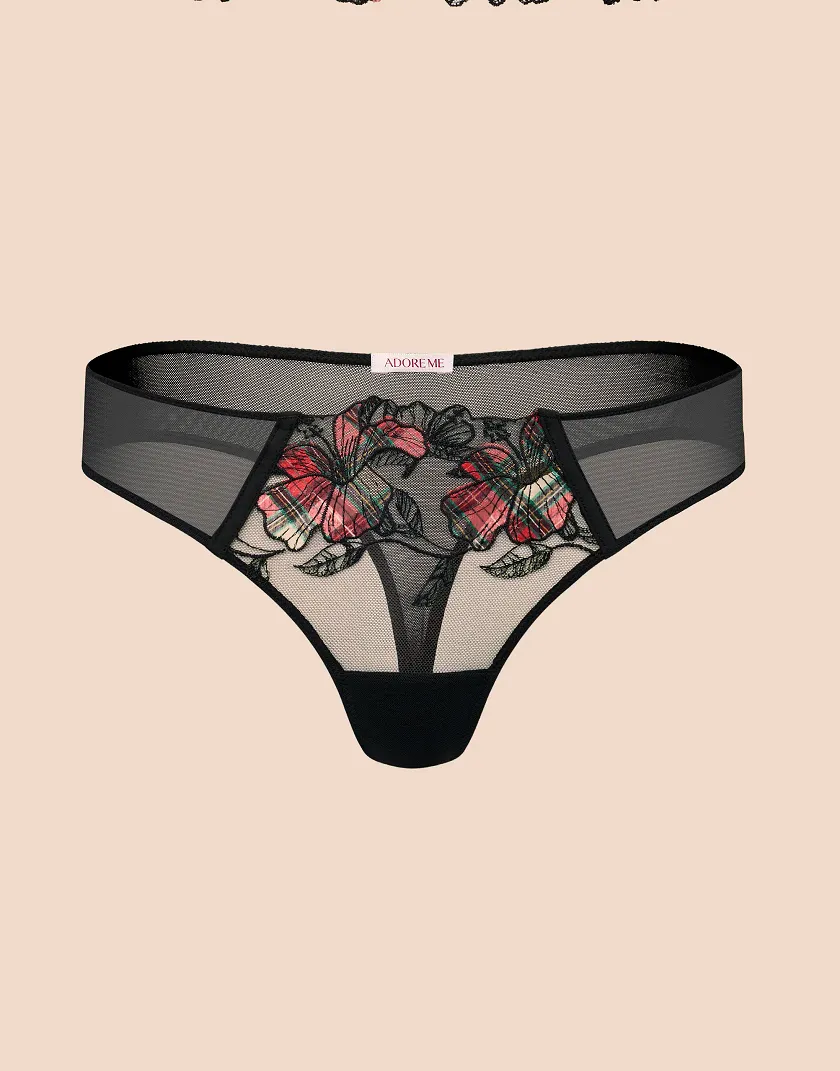 Carole Thong Plaid Black panty bundle Still 3