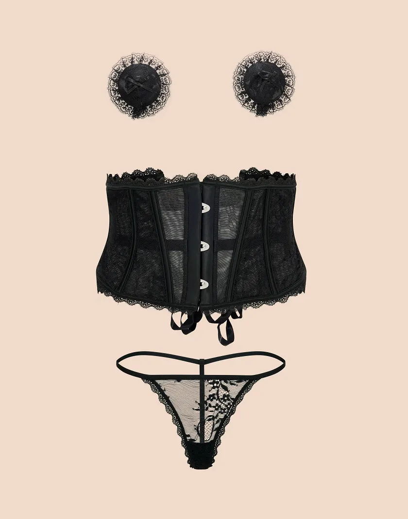 Luciania B1 Black 2 corset bundle Still 3