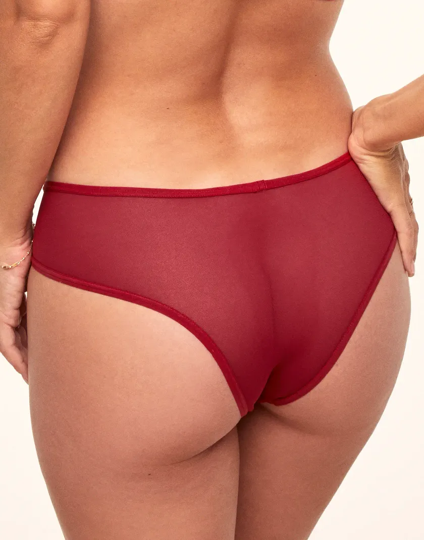 Emmeline Cheeky Dark Red panty bundle Model 2