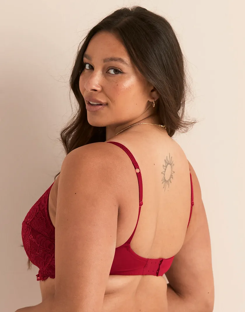 London Dark Red 2 Unlined bra bundle Model 4