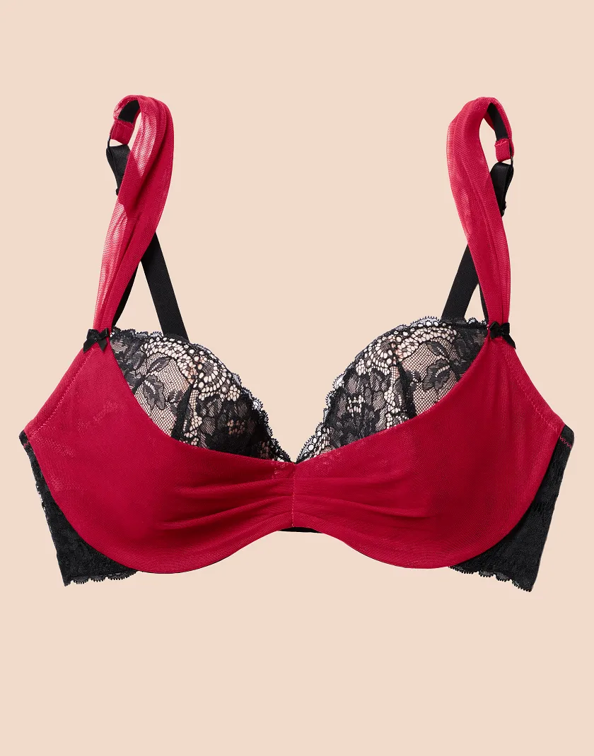 Clairabelle Dark Red 5 Push Up bra bundle Still 3