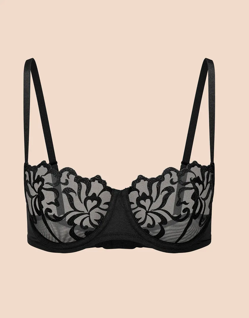 Jet Black Naima Unlined Bra Still 3