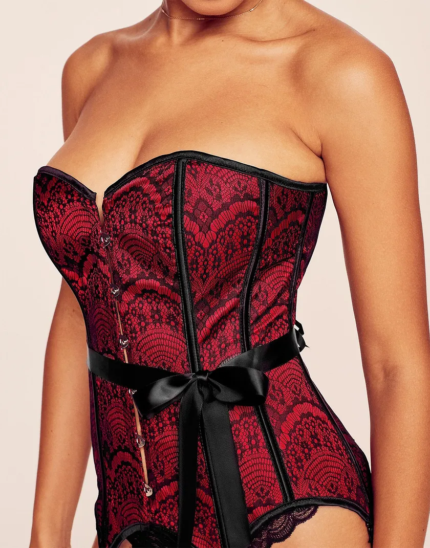 Scarlett Dark Red corset bundle Model 4