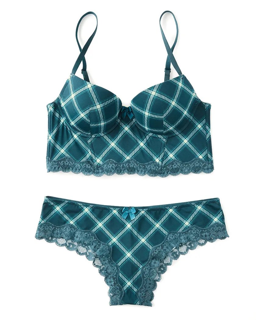 Meissa Plaid Blue 2 Push Up bra bundle Still 2