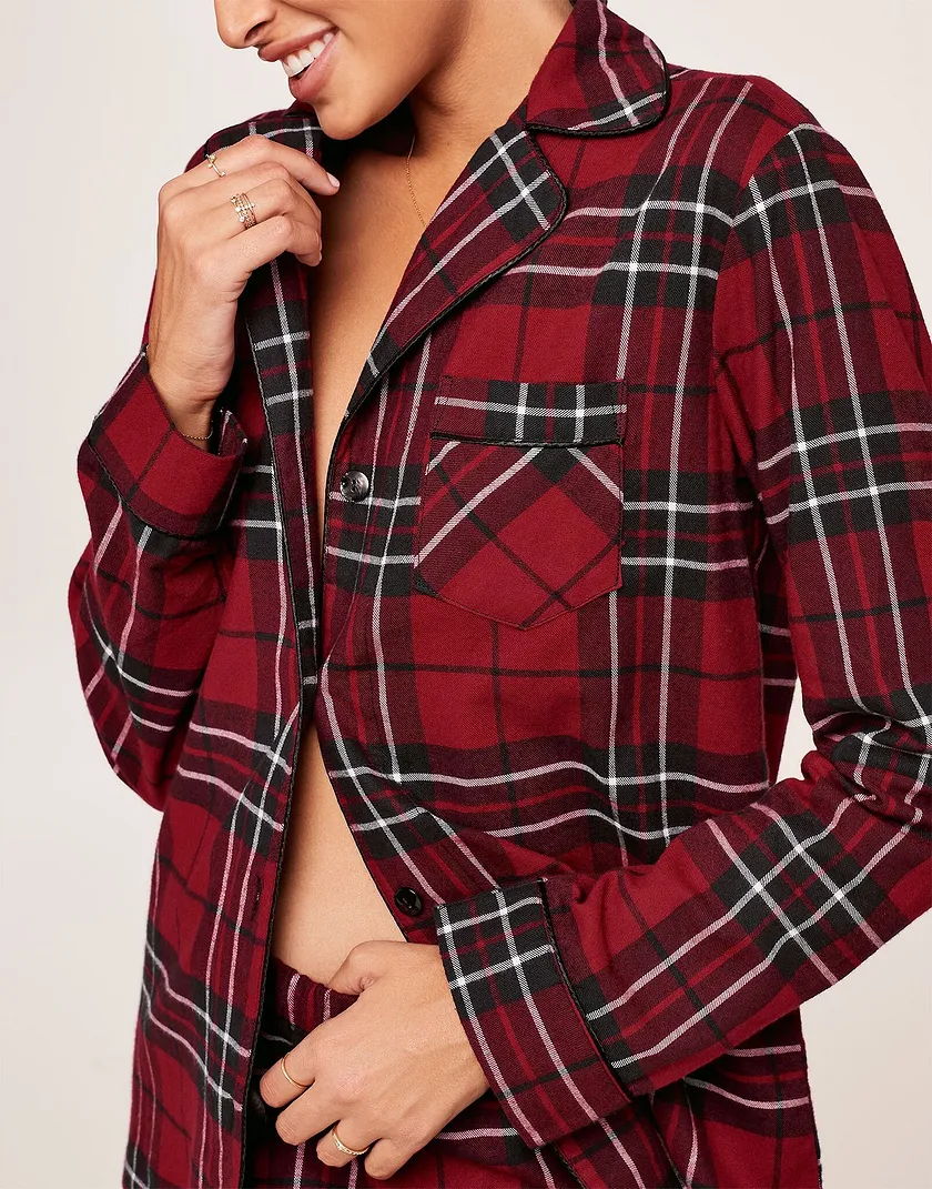 Maggie Plaid Red 2 sleepwear bundle Model 2