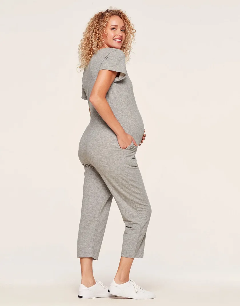 Henley Romper Gray athleisure bundle Model 3