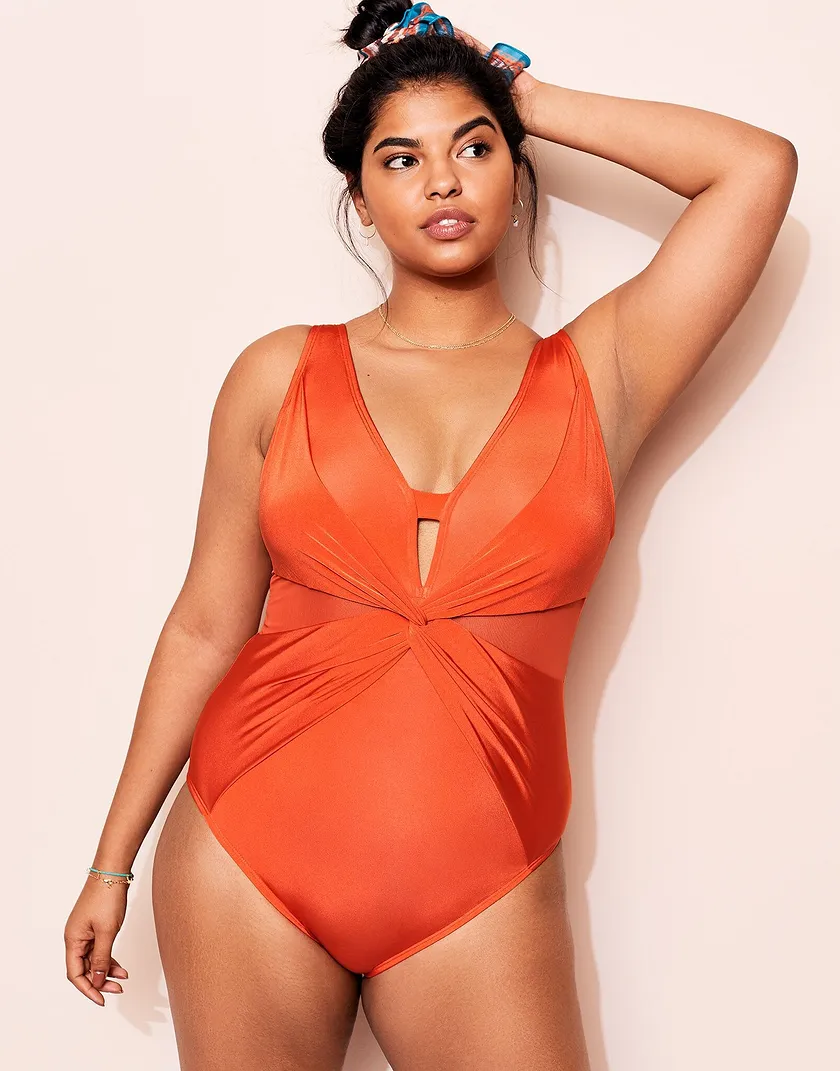 Adrienne Dark Orange Plus Contour swimwear bundle Model 2