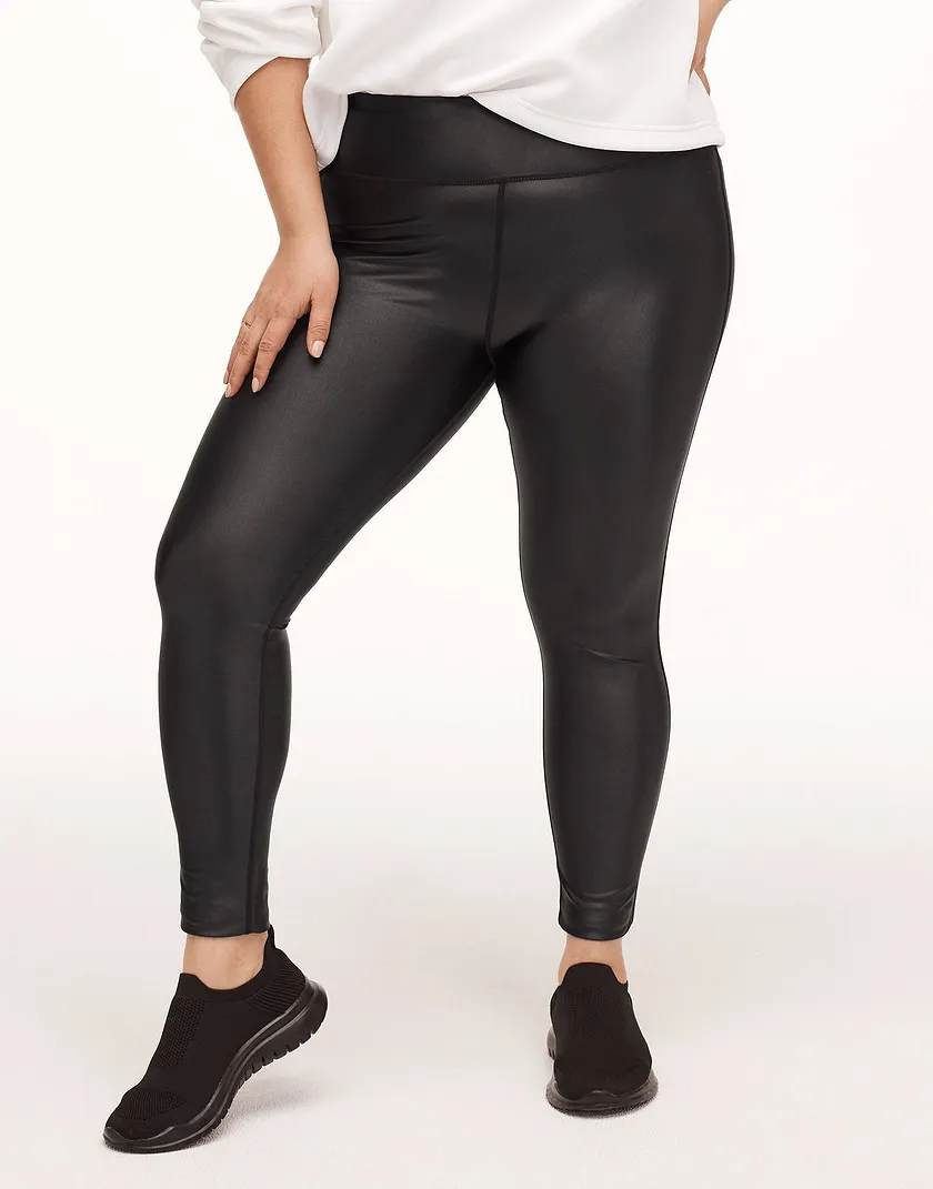 Gia Glossy Legging Dark Black Plus activewear bundle Model 2