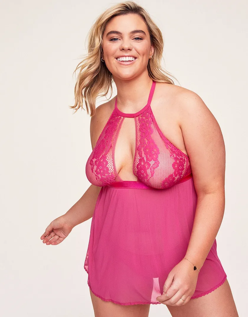 Alexus Dark Pink Plus Unlined lingerie bundle Model 4