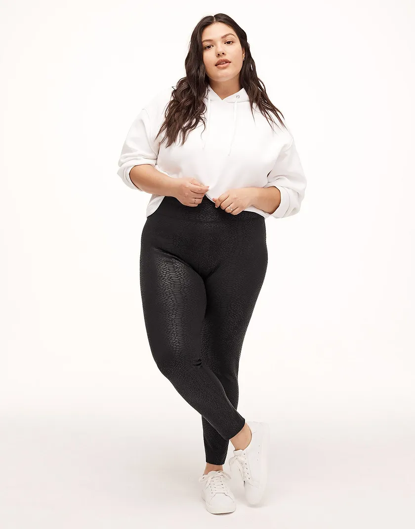Sabina Snakeskin Legging Dark Black Plus activewear bundle Model 1