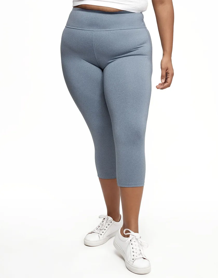 Haley Heathered Crop Blue Plus activewear bundle Model 2