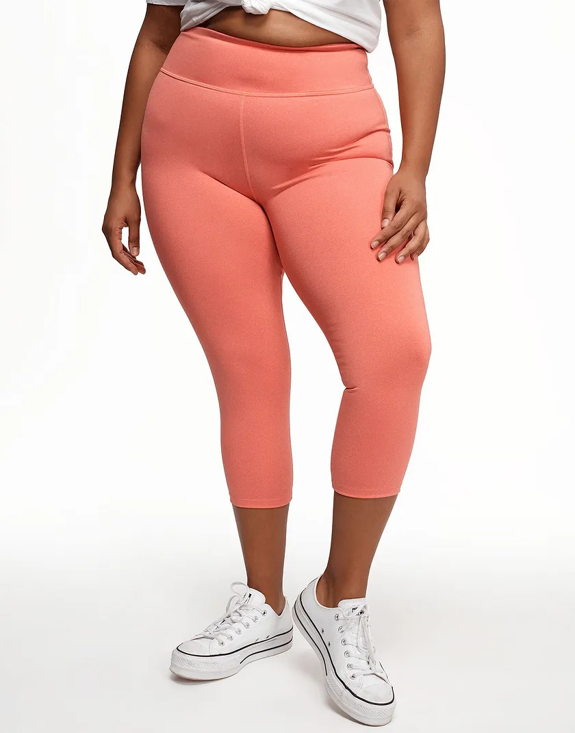 Haley Heathered Crop Orange Plus activewear bundle Model 2