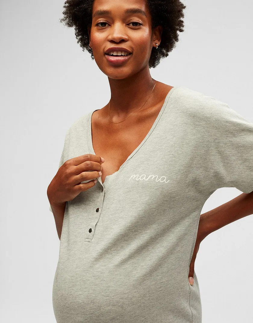 Mama Sleepshirt Gray sleepwear bundle Model 4