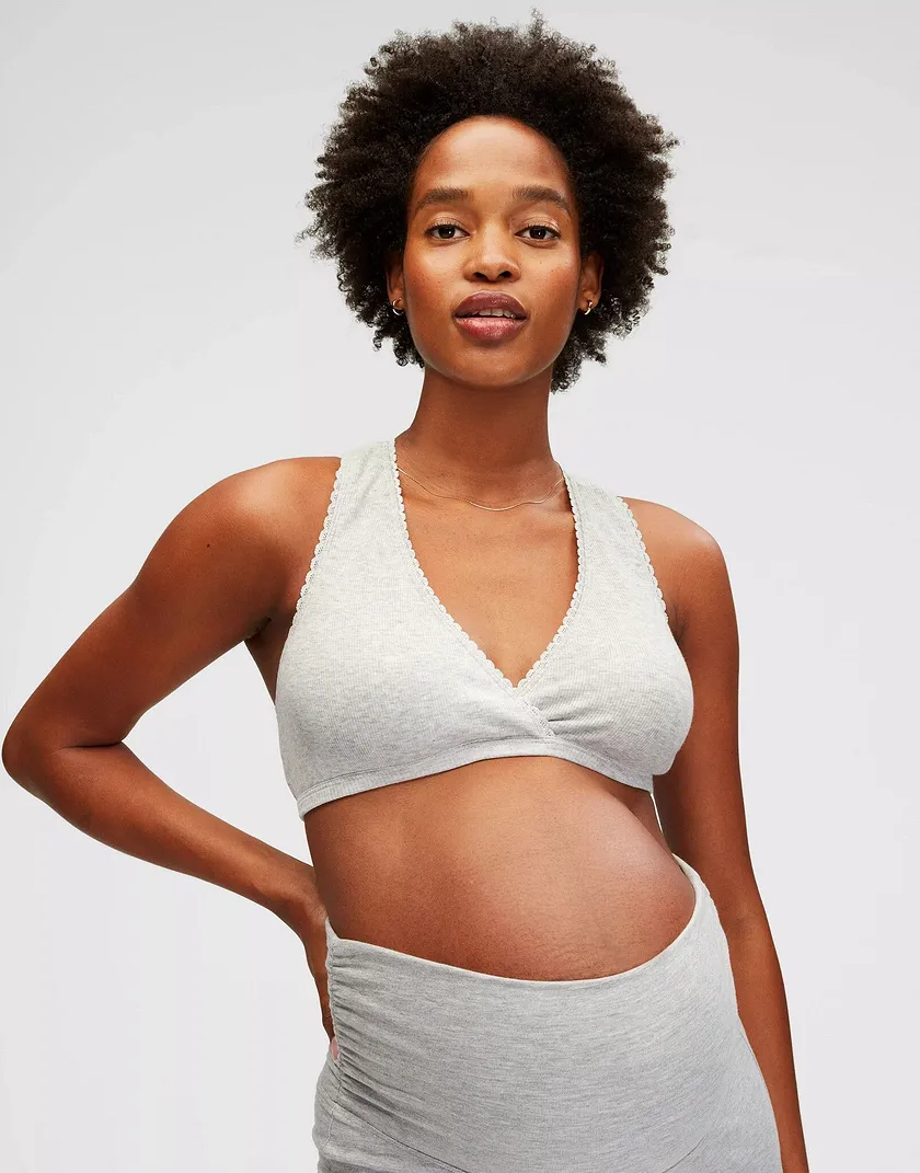 Luxe Sleep Bra Gray Lined bra bundle Model 2