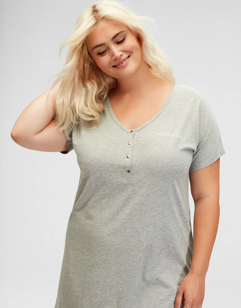 Mama Sleepshirt Gray Plus sleepwear bundle Model 5