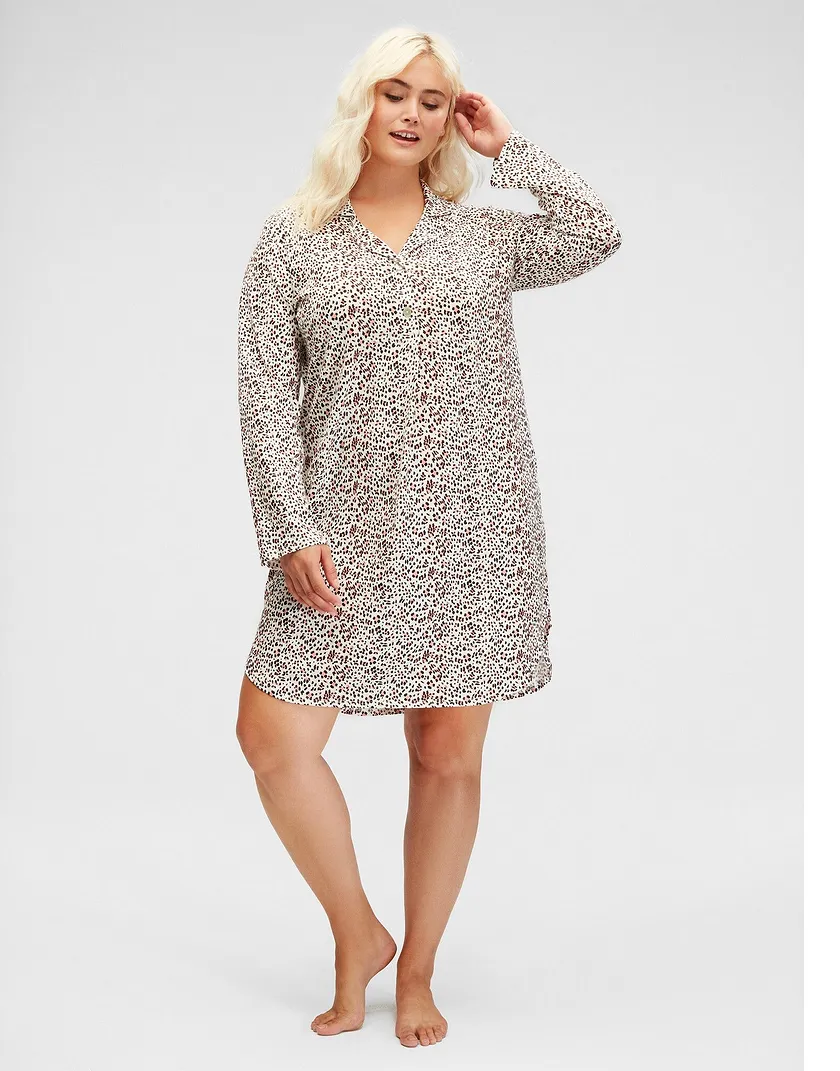 Leopard Nightshirt Animal White Plus sleepwear bundle Model 2