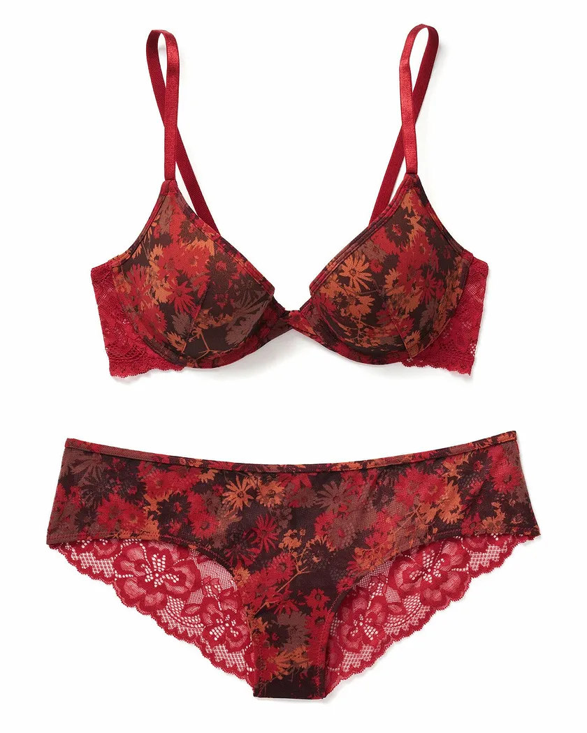 Eve Ditsy Brown 2 Push Up bra bundle Still 2