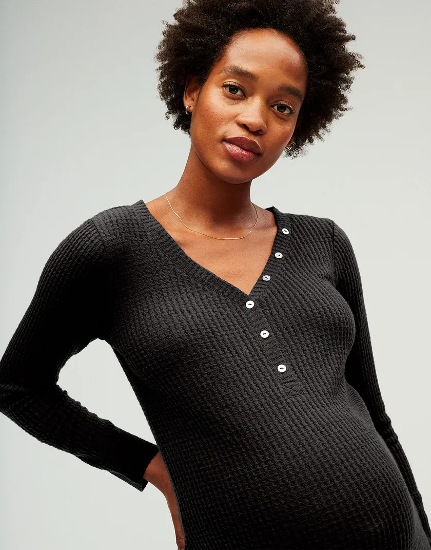 Cozy Henley Nightie Black sleepwear bundle Model 4