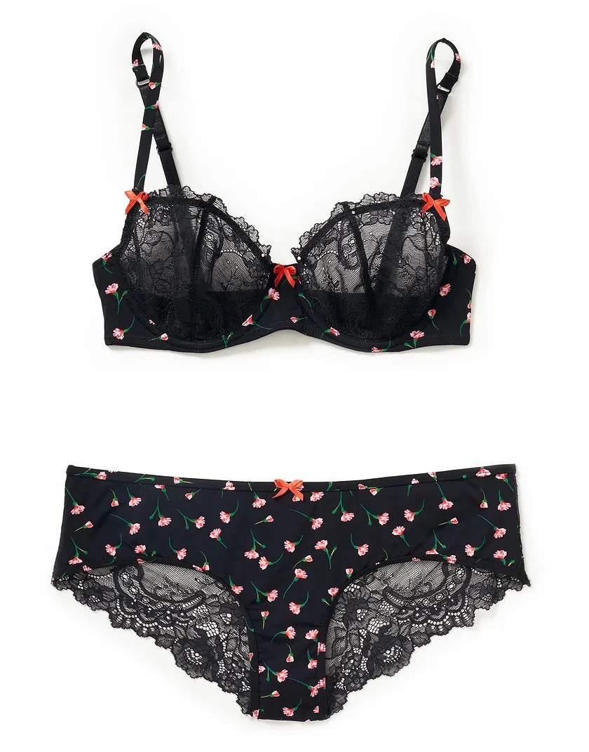 Caen Floral Black 2 Unlined bra bundle Still 3