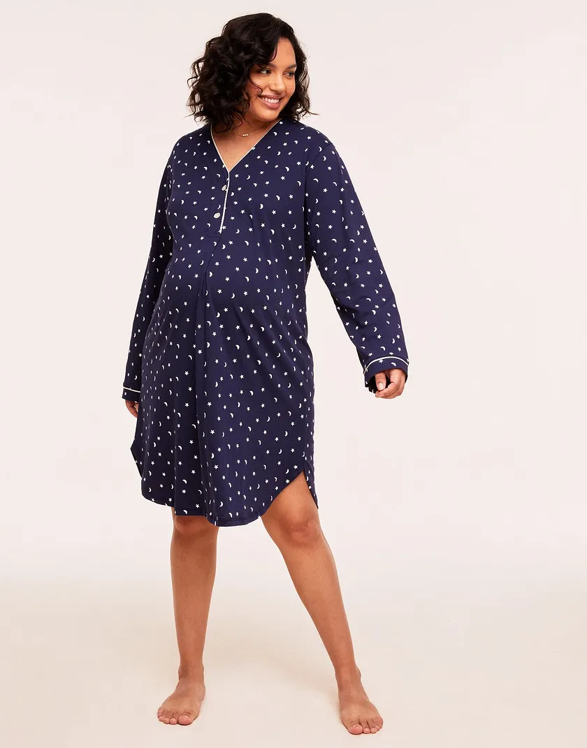 Starry Night Sleepshirt Novelty Blue Plus sleepwear bundle Model 2