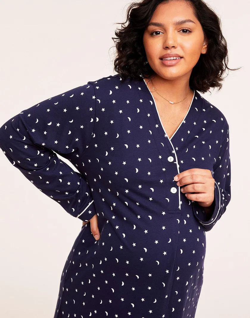 Starry Night Sleepshirt Novelty Blue Plus sleepwear bundle Model 5
