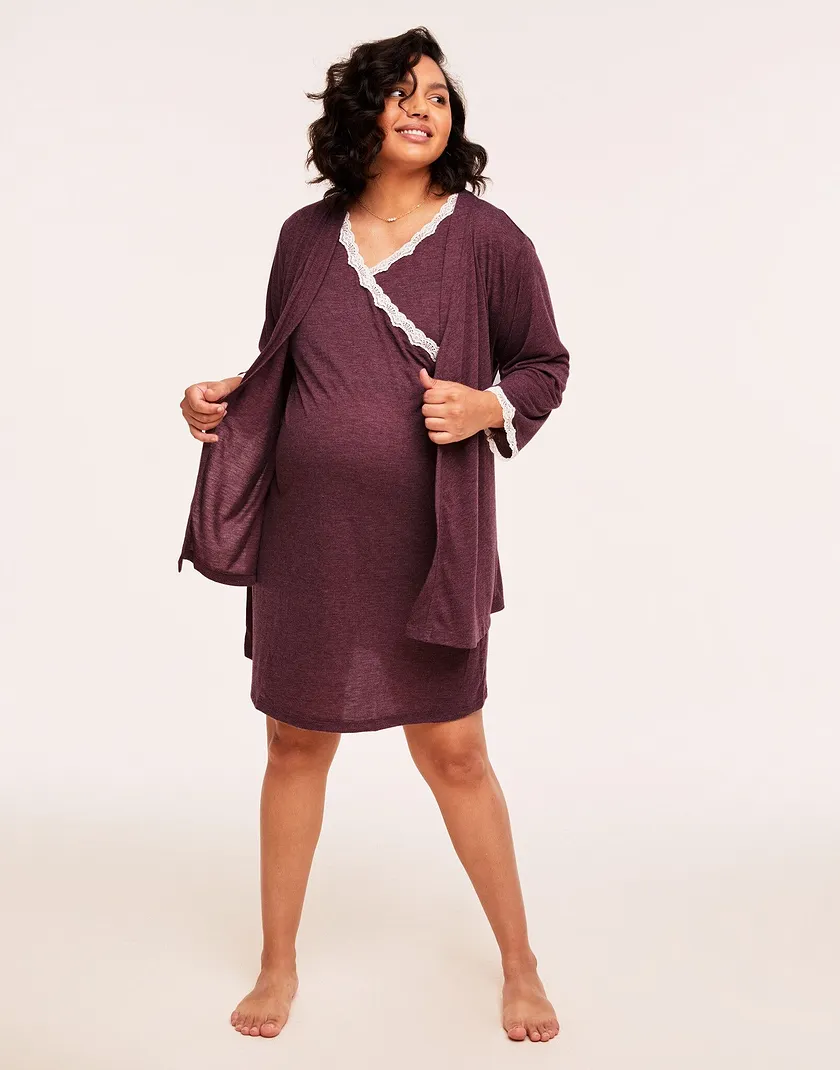 Lacey Nightie & Robe Set Pink Plus sleepwear bundle Model 2