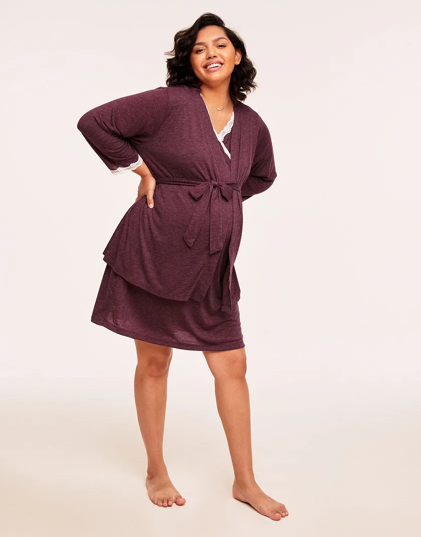 Lacey Nightie & Robe Set Pink Plus sleepwear bundle Model 5