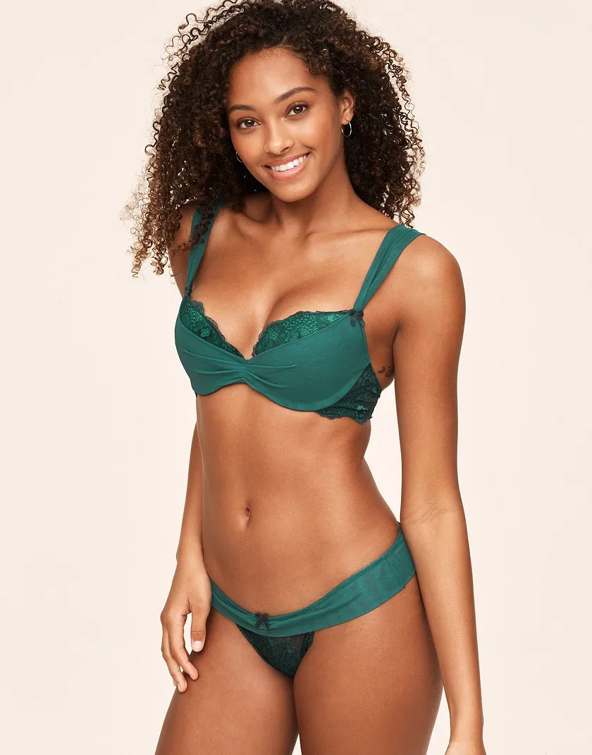 Clairabelle Dark Green Push Up bra and panty bundle Model 2