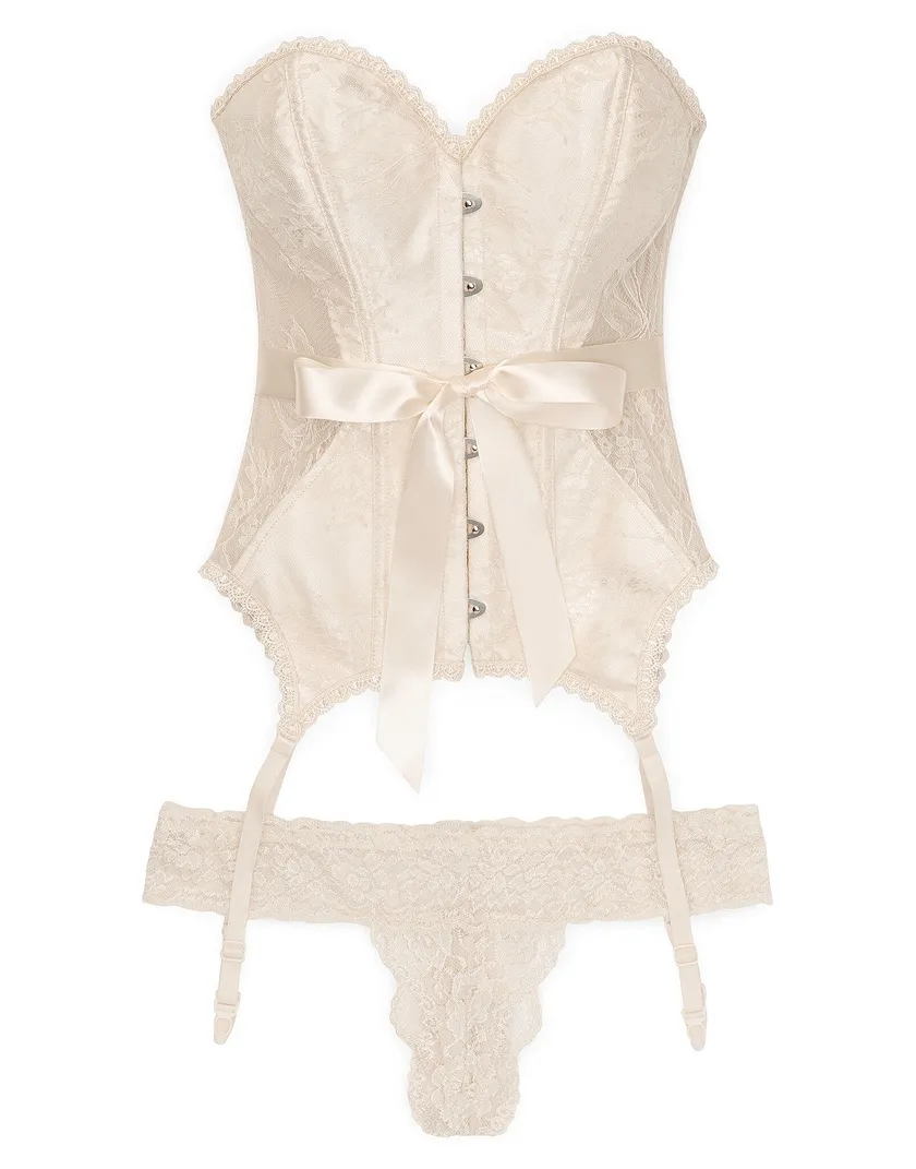 Jasmine White Unlined corset bundle Still 3