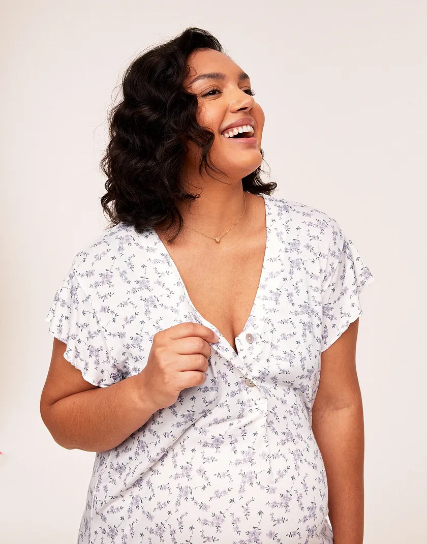 Lila Nightgown Floral White Plus sleepwear bundle Model 6