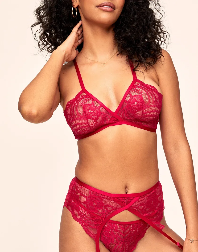 Juanita Dark Red Unlined lingerie bundle Model 3