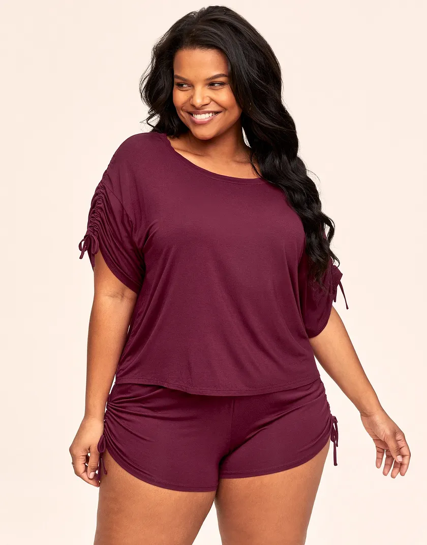 Laura Dark Red Plus sleepwear bundle Model 2